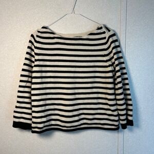 Marled Reunited Clothing Women Black White Striped 100% Cotton Sweater Size M